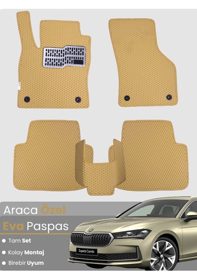 Skoda Super B 2024-2025 Uyumlu Eva Paspas Tam Set Araca Özel,su Geçirmez,hızlı Montaj