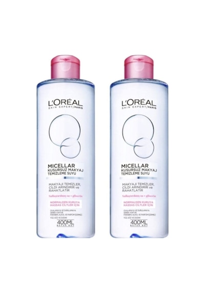 L'Oreal Paris Micellar Normalden Kuruya Hassas Ciltler Kusursuz Makyaj Temizleme Suyu 400 ML x 2