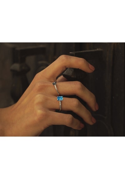 Sirius Oktagon Kesim Mavi Topaz Tektaş Yüzük 0831R0021