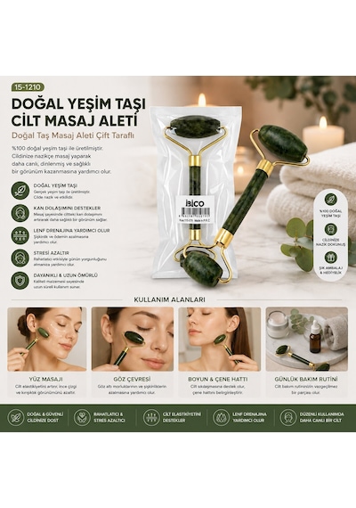 İbico İ15-079 Doğal Yeşim Taşı Cilt Masaj Aleti - 10'li Paket