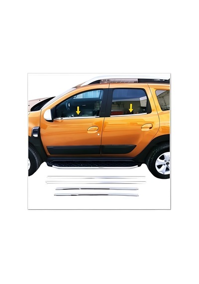 Dacia Duster Uyumlu 2018-2024 Krom Cam Çıtası 4 Parça Paslanmaz Çelik