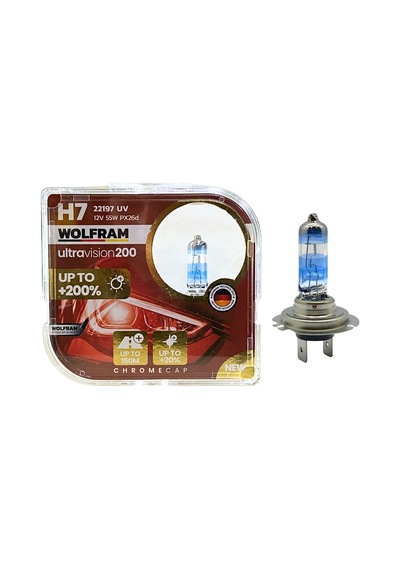 Wolfram 12v H7 Ampul 55w +%200 Fazla Işık +%20 Beyaz Işık 4300k Ultra Vısıon 2 Ad