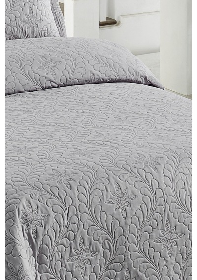 İvy Gri Çift Kişilik Microfiber Kapitone Yatak Örtüsü Nocolor-fed22383