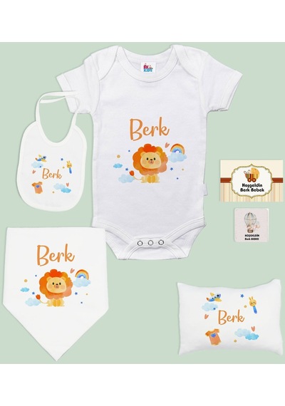 Bk Kids Kişiye Özel İsimli 6 Parça Bebek Body Zıbın Battaniye Ve Yastık Hediye Seti, Yeni Doğan Bebek Giyim Hediyesi-7