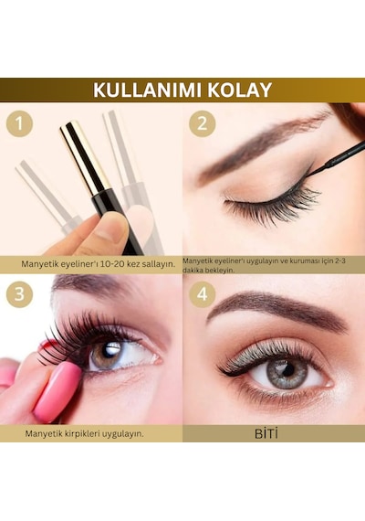 Reazeal Manyetik Kirpikler Ve Manyetik Eyeliner Seti, Takma Kirpi