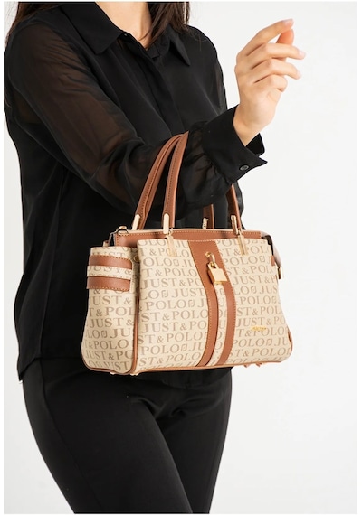 Just Polo Kadın Kum Taba Monogram El Ve Omuz Çantası Yeni Sezon 2201mh Kum - Taba