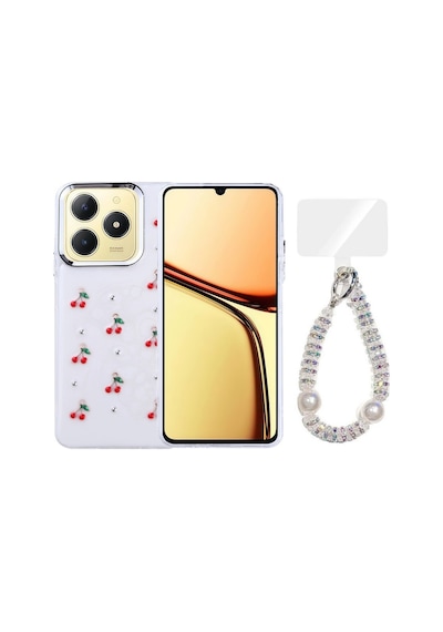 Teleplus Realme C63 Kılıf Pole Desenli El Bilekli Kılıf Kırmızı