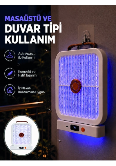 Şarjlı Uv Işıklı Sinek Öldürücü Cihaz Beyaz Elektrikli Sivrisinek Yok Edici - Lisinya