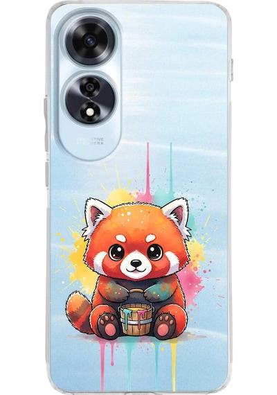 Oppo A60 İle Uyumlu Splash Tilki Tasarımlı Şeffaf Silikon Kılıf Şeffaf