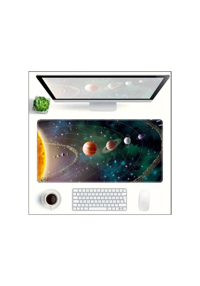 70x30 Cm Güneş Sistemi Temalı Kaydırmaz Taban Speed Yüzey Oyuncu Mouse Pad Gaming