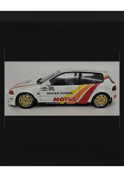 Solido 1:18 1992 Honda Civic Eg6 Works Mugen Racing White Model Araba