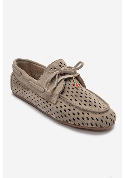 Luvi Shoes Stevo Kum Süet Hakiki Deri Delikli Bağcıklı Kadın Loafer Ayakkabı