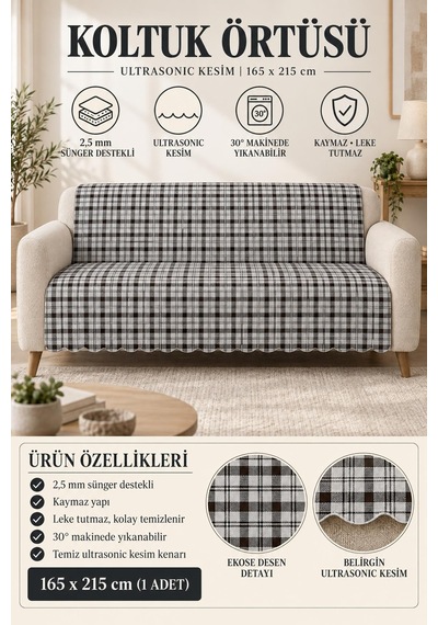 Çok Amaçlı Kadife Koltuk Örtüsü Kaymaz Süngerli 165x215 Cm Modern Bohem Çekyat Şalı Piknik Masa Örtüsü Alk4 gri