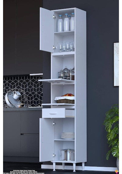 Alp 45 Cm Çekmeceli Erzak Dolabı - Çok Amaçlı Banyo Kiler Mutfak Antre Depolama Dolabı 45x226x32 Cm Beyaz Alp 45 Cm Çekmeceli Erzak Dolabı - Çok Amaçlı Banyo Kiler Mutfak Antre Depolama Dolabı 45x226x32 Cm Beyaz