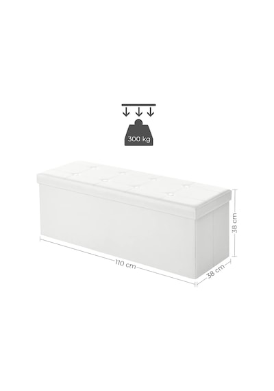 Songmıcs Tabure 120 Litre, Saklama Kutusu, Tabure, Katlanabilir, 300 Kg'a Kadar Yük, Sentetik Deri Kapak, Döşemeli, B Genel