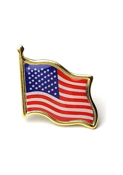 Amerika Birleşik Devletleri United States Bayrak Rozeti - Altın Renk Metal Şekilli Yaka Rozeti Çok Renkli