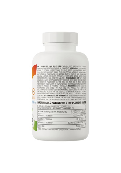 Ostrovit Vitamin D3 2000 Iu + K2 Mk-7 + C Vitamin + Zinc Çinko 60 Caps