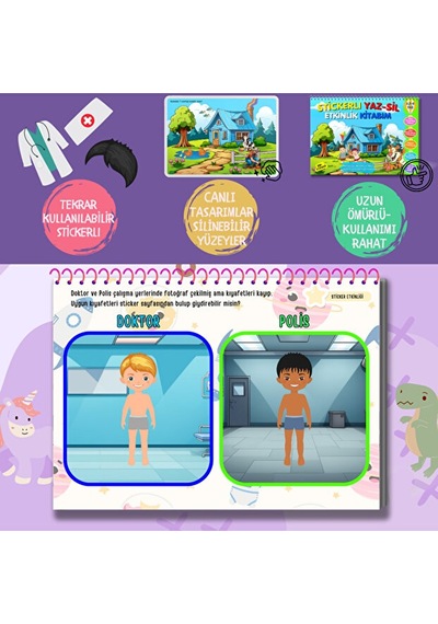 Tekrar Kullanılabilir Stickerlı Yaz-sil Etkinlik Kitabım 1. Kitap