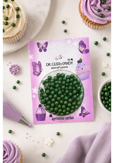 Dr. Gusto 4 Mm Koyu Yeşil Boncuk Pasta Süsleme Şekeri