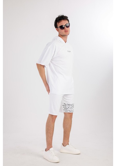 Oceano Kapüşonlu Sweatshirt & Şort Takım - Krem Krem Oceano Kapüşonlu Sweatshirt & Şort Takım - Krem Krem
