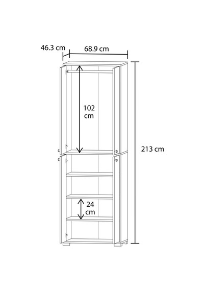 Bükreş No.3 3 Raflı Askılı Genç Odası Dolabı Beyaz