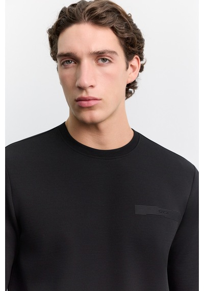 Avva Erkek Siyah Bisiklet Yaka Kolay Ütülenen Baskılı Pamuklu Regular Fit Sweatshirt A62y1214