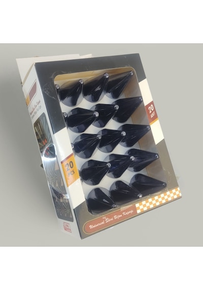 17mm Sivri Parlak Füme Bijon Kapağı 20li Set