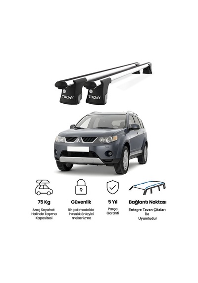 Trio-ı Mitsubishi Outlander 2005-2012 Uyumlu Kilitli Ara Atkı 120cm Port Bagaj Tavan Barı