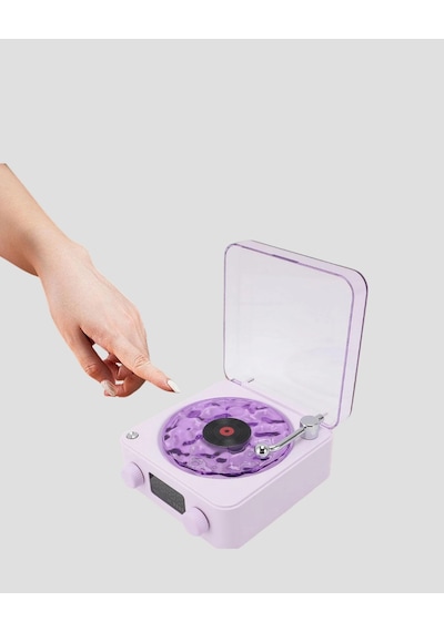 Hubrendy Tekno Bluetooth Retro Pikap Hoparlör 360 Derece Ses Projektörlü Gece Lambası Çok Fonksiyonl