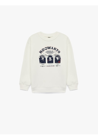 Koton Lisanslı Harry Potter Baskılı Uzun Kollu Bisiklet Yaka Sweatshirt Ekru 6wkb10441tk