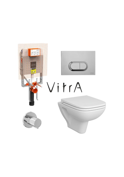 VitrA S20 Kanallı Beyaz Asma Klozet 5505l003-0868, VitrA Gömme Rezervuar Set 768-1851 Beyaz