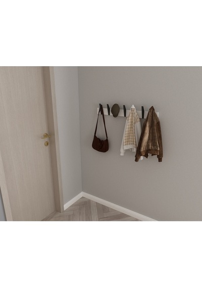 Hepsi3boyutlu Modern Duvar & Kapı Kanca Askılık - 7 Adet Siyah Kanca Askılık - Model No : 4 Siyah