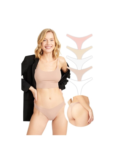 Cottonhill Basic Lazer Kesim Tanga Külot 5'li Paket Renkli-6 Çok Renkli