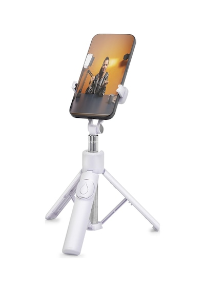 Telefon Tripodu Ve Selfie Çubuğu Seti Bluetooth 4.0 Kumandalı - Beyaz Nd1031
