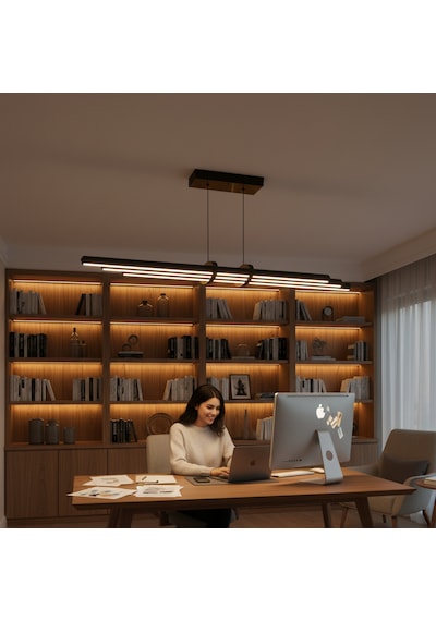 Cosmo Gold Lineer Led Sarkıt Avize Kumandalı Dim Edilebilir Aşağı Işık Beyaz Işık