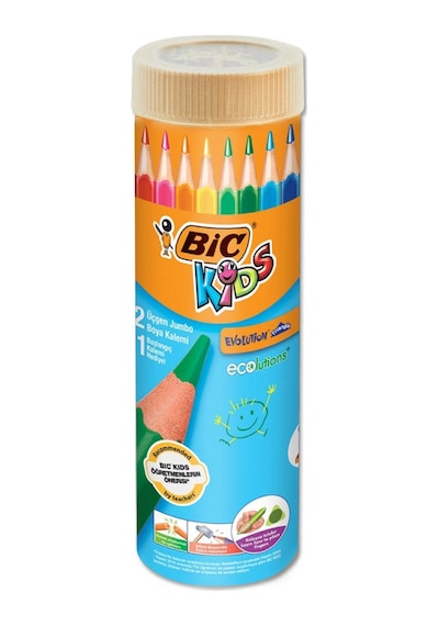 Bic Evolutıon Jumbo Üçgen 12+1 Metal Tüp Kuru Boya Kalemi