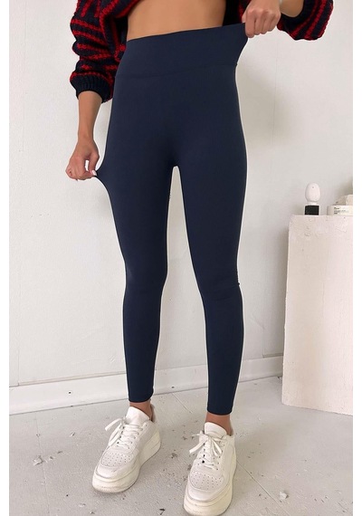Mine Tan Butik Fitilli İçi Şardonlu Toparlayıcı Kadın Tayt - Lacivert