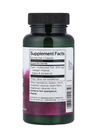 Swanson Vitamins, Marine Collagen Peptides, 400 Mg, 60 Capsules