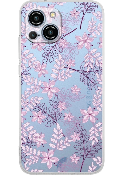 Reeder S23 Pro Max Uyumlu Kamera Korumalı Floral Pudra Tasarımlı Şeffaf Silikon Kılıf
