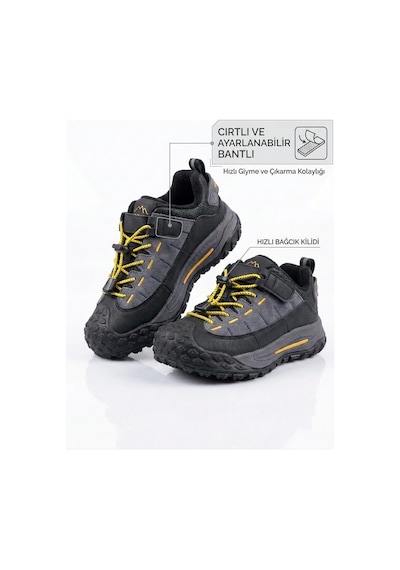 Marco Kids Arog Çocuk Lastik Bağ Cırtlı İçi Polarlı Outdoor Ayakkabı 5514-36 Gri
