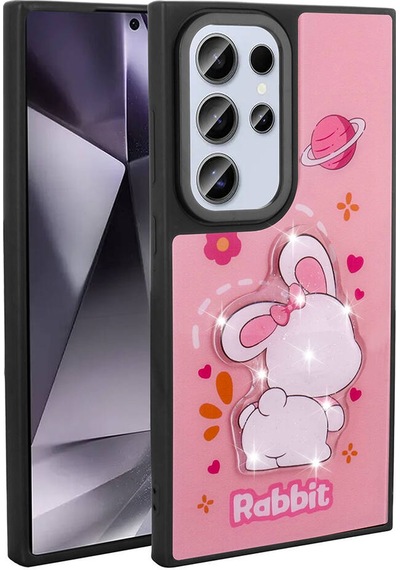 Zore Galaxy Uyumlu S24 Ultra Kılıf Parlayan Kabartmalı İkonik Figürlü Amas Silikon Kapak Pembe