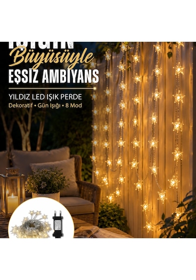 Dekoratif Yıldız Led Aydınlatma 20 Ledli 5 Metre Günışığı Yeni Nesil