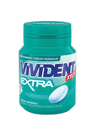 Vivident Extra Mentol Nane Aromalı Şekersiz Tatlandırıcılı Draje Sakız Kutu 66 G
