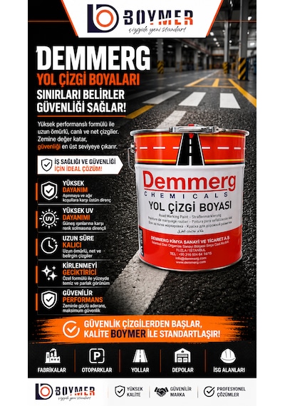 Demmerg Yol Çizgi Boyası 25kg Asfalt Boyası Otopark Boyası
