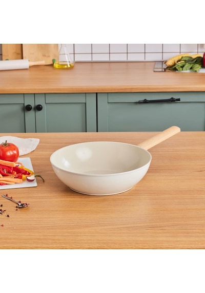 Swiss Crystal Almond Cream İndüksiyon Tabanlı Wok Tava 28 Cm Belirtilmemiş