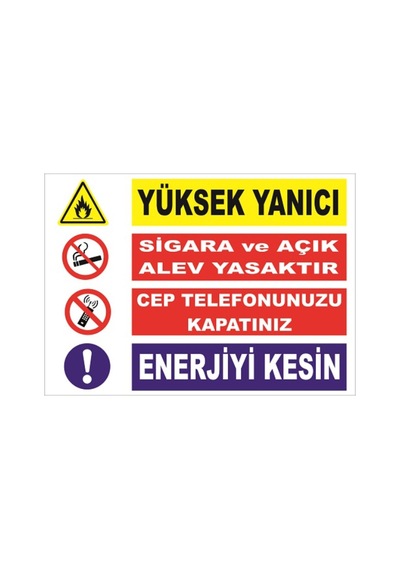 Yüksek Yanıcı Uyarıları - Isg Levhası Levha 50x70 Cm Sticker