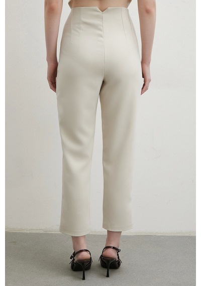 Önü Pensli Skinny Kumaş Pantolon Bej Bej