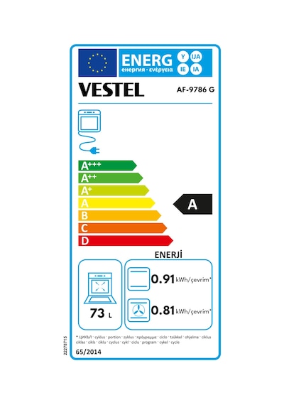 Vestel AF-9786 G 73 LT Ankastre Fırın