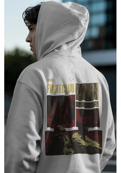 Sevbano 1999 Fight Club Tyler Durden Film Sırt Baskılı Unisex Oversize Pr beyaz