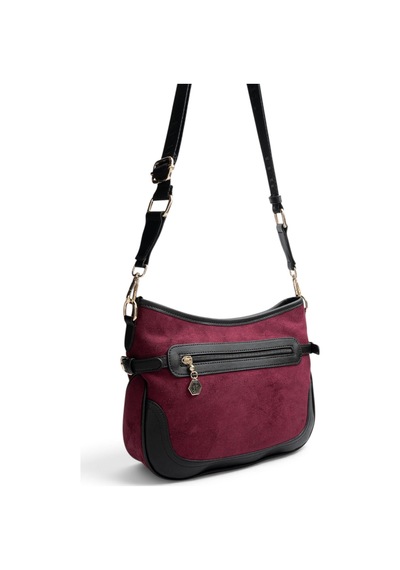 Silver & Polo Silver Polo Bordo - Siyah Süet Kadın Çapraz Çanta Sp1296